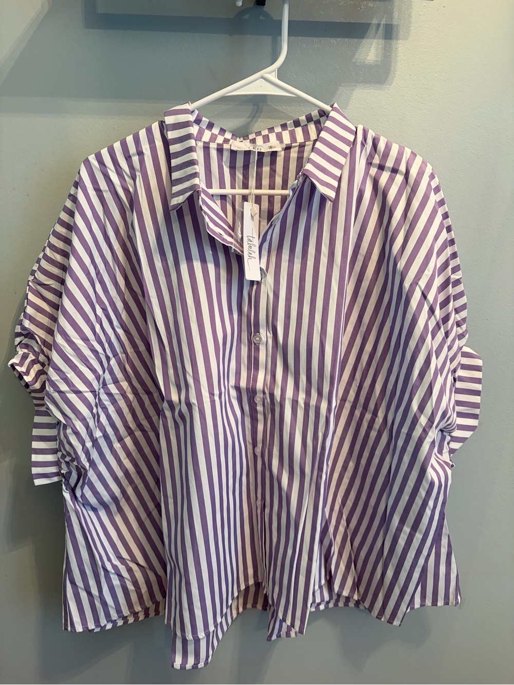TALULAH Lavender and White Striped Button-Down Shirt